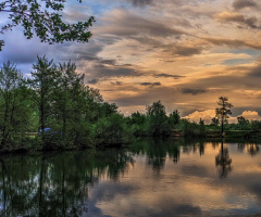 Sunset on  lake