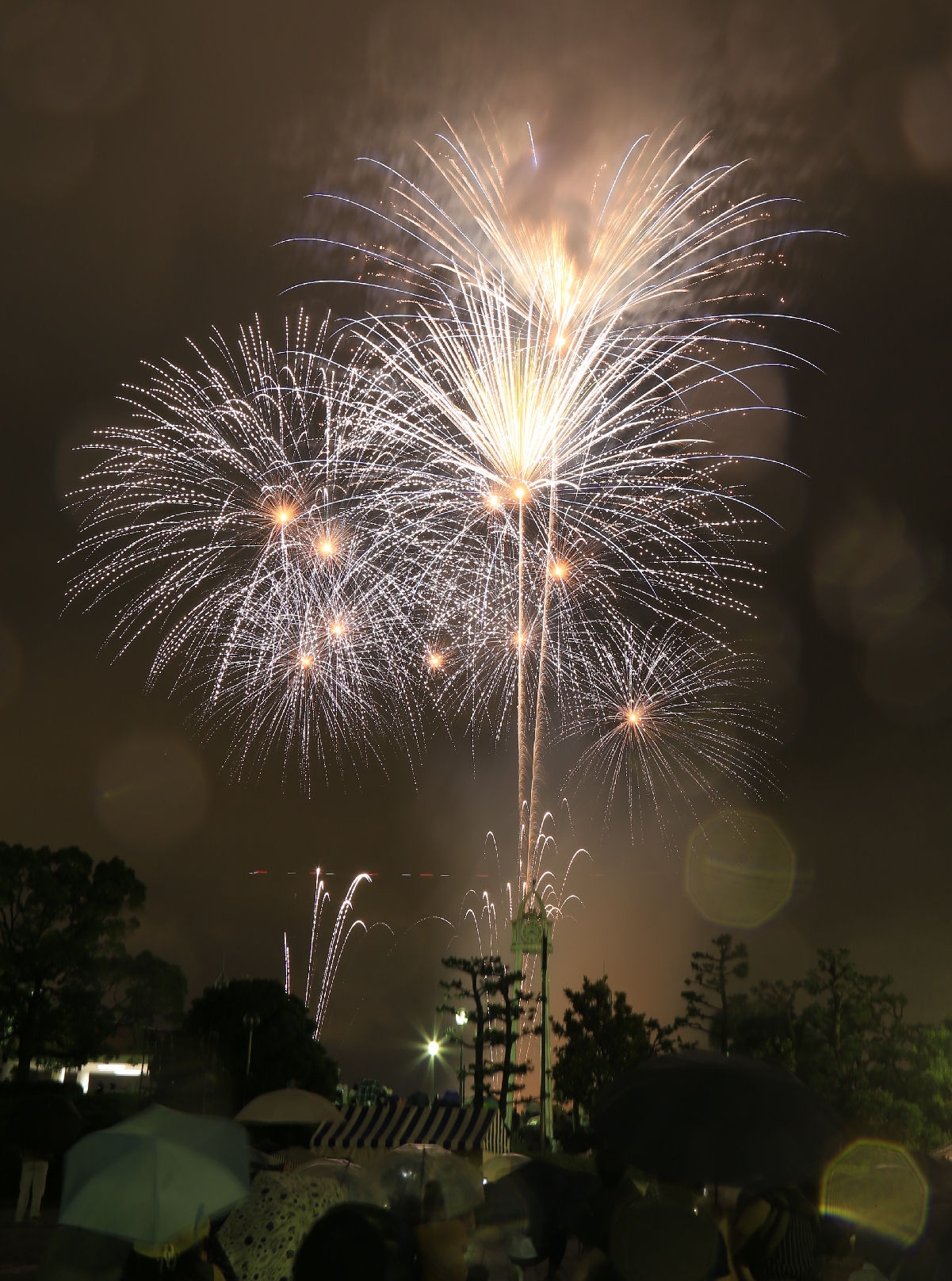 Fireworks in the rain