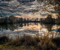 Sunset on  lake