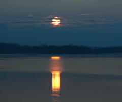 winter sunset over Lake Nysa