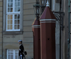 Keeping guard at Queen Margrethe Castle Amalienbor