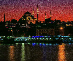 Yağlı Boya Efektli Haliç Gecesi