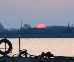 ... Red sun, sunrise in Nysa, Polonya