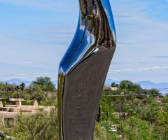 Chrome Sculpture In A Hot Desert