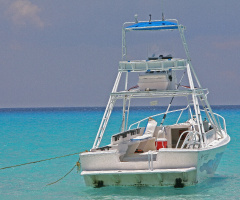 Boat On The Caribbean At Playa Del Carmen Mexico