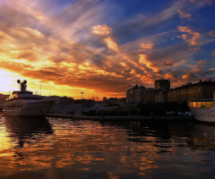 sunset in port