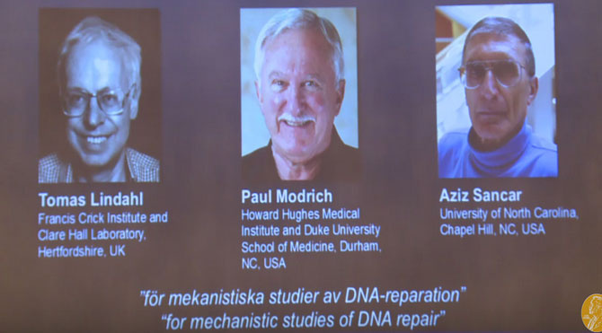 2015 Nobel Kimya ödülünü Türk Bilim Adamı Aziz Sancar aldı.
