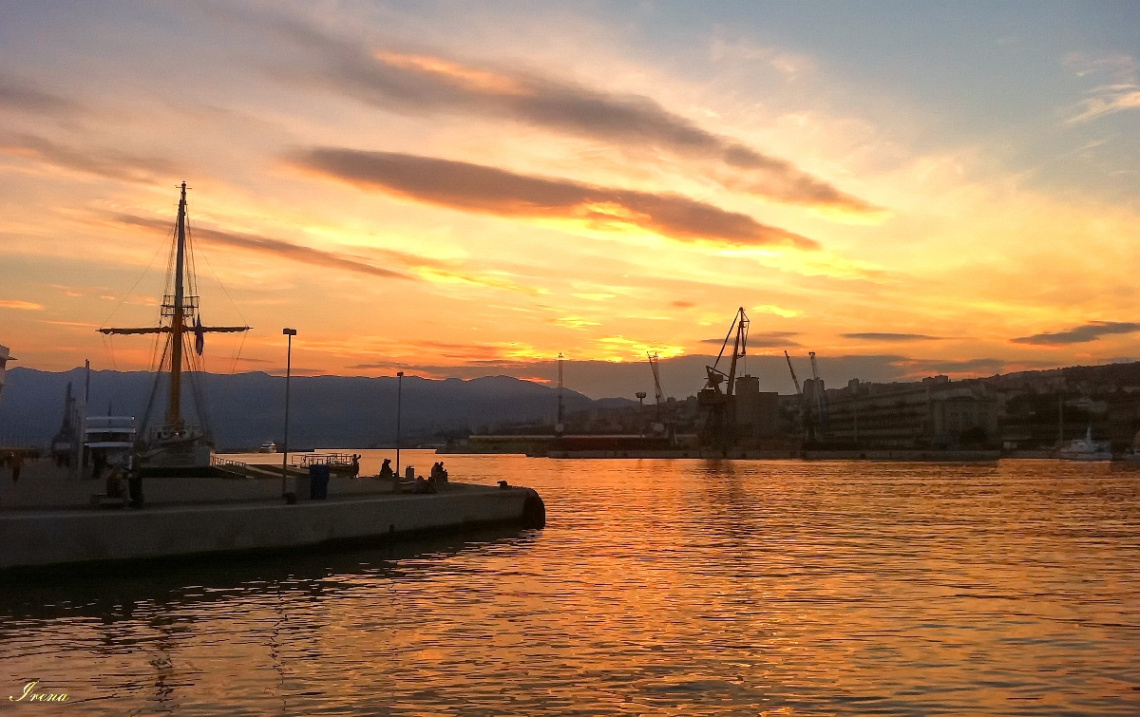 sunset in  port