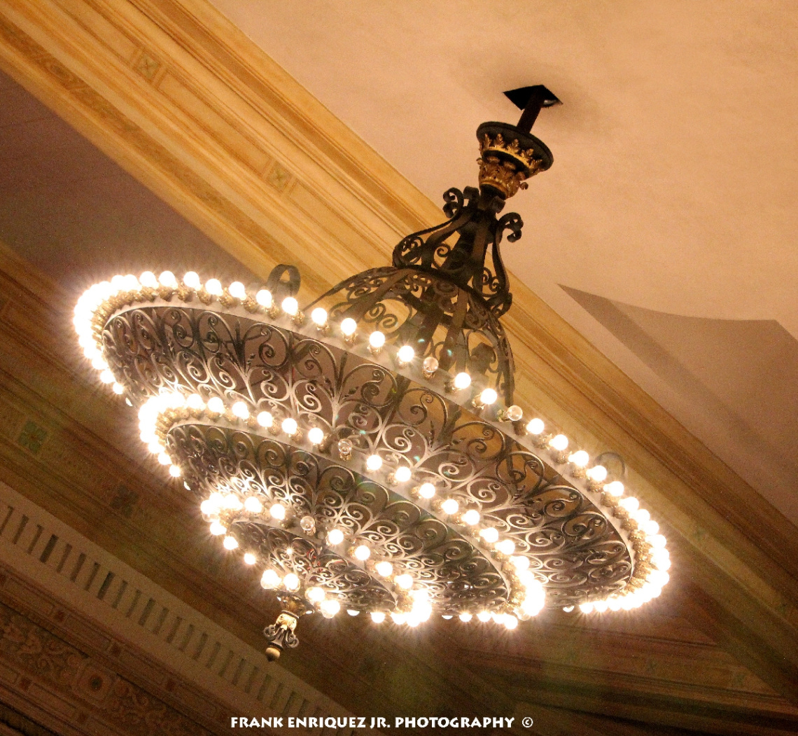 Chandelier In An Old High School 