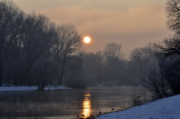 Sunset, river Neisse, Poland