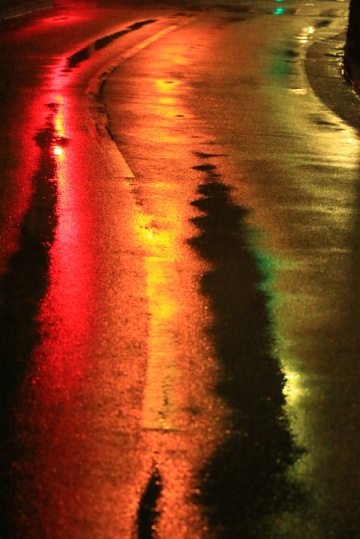 The road of rainy night