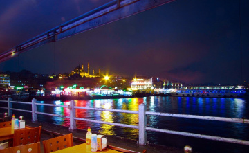 Galata köprüsünde akşamüstü