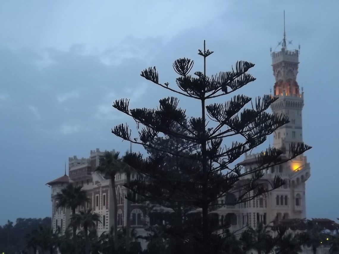 Egypt-Alexandria-Almontazah palace after sunset