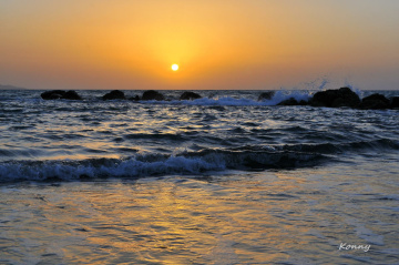 the beach in the evening 