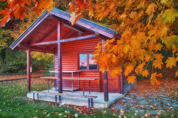 Log cabin in the woods