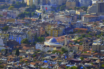 Dar Antakya sokaklarına kuş bakışı;