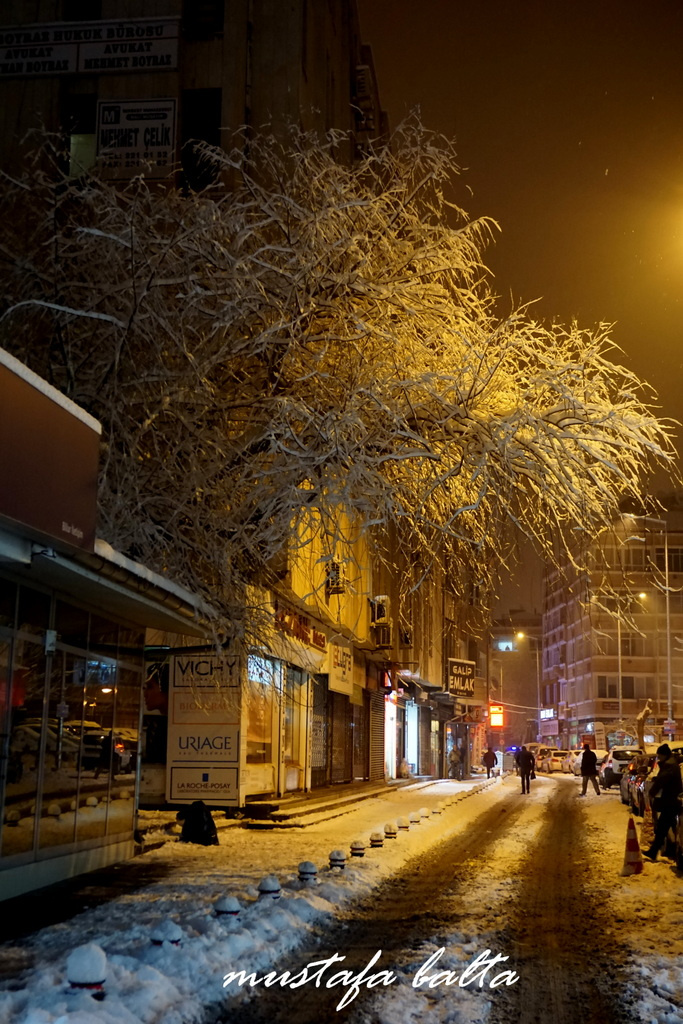 Kayseride Karda gece manzara