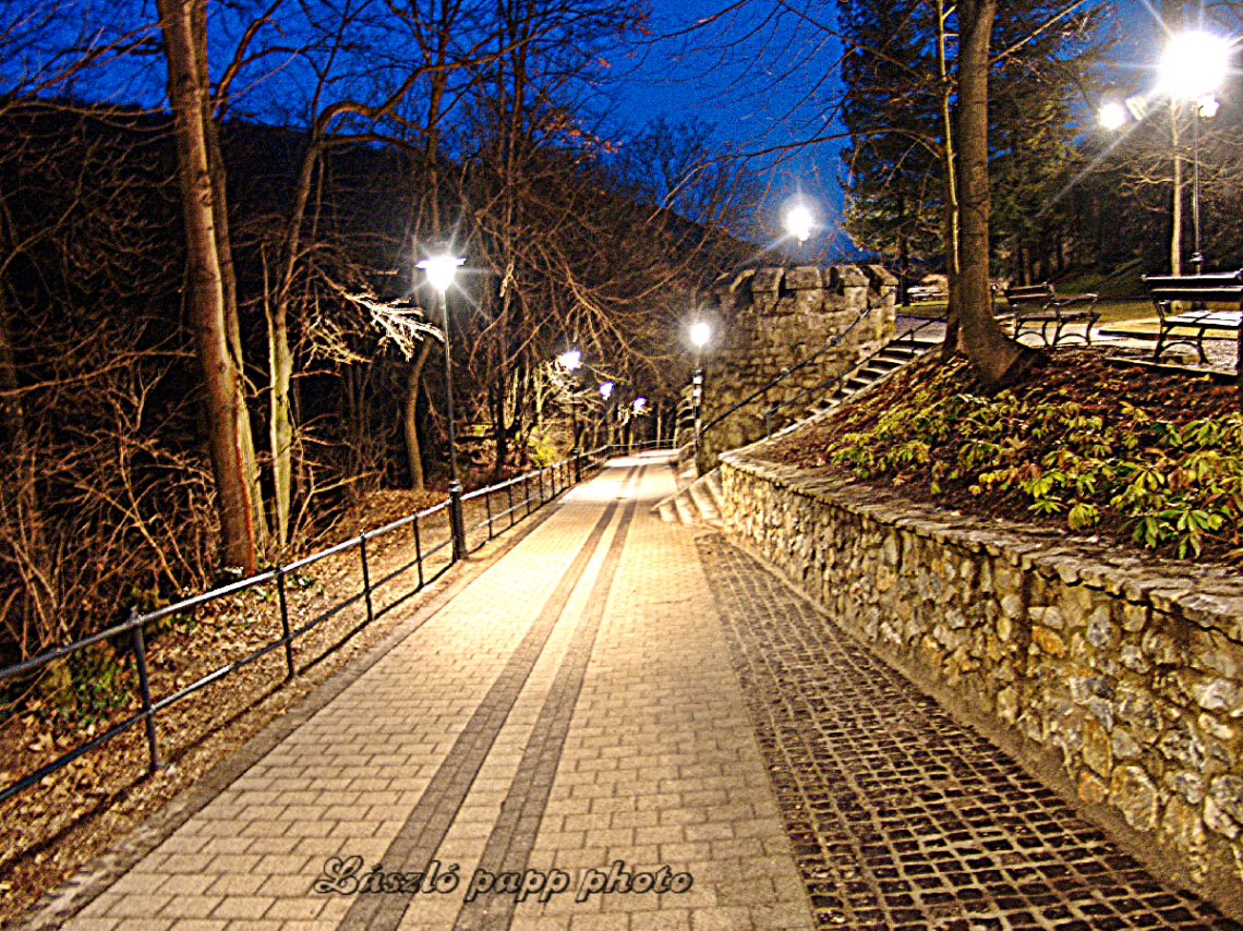 walkway at night.