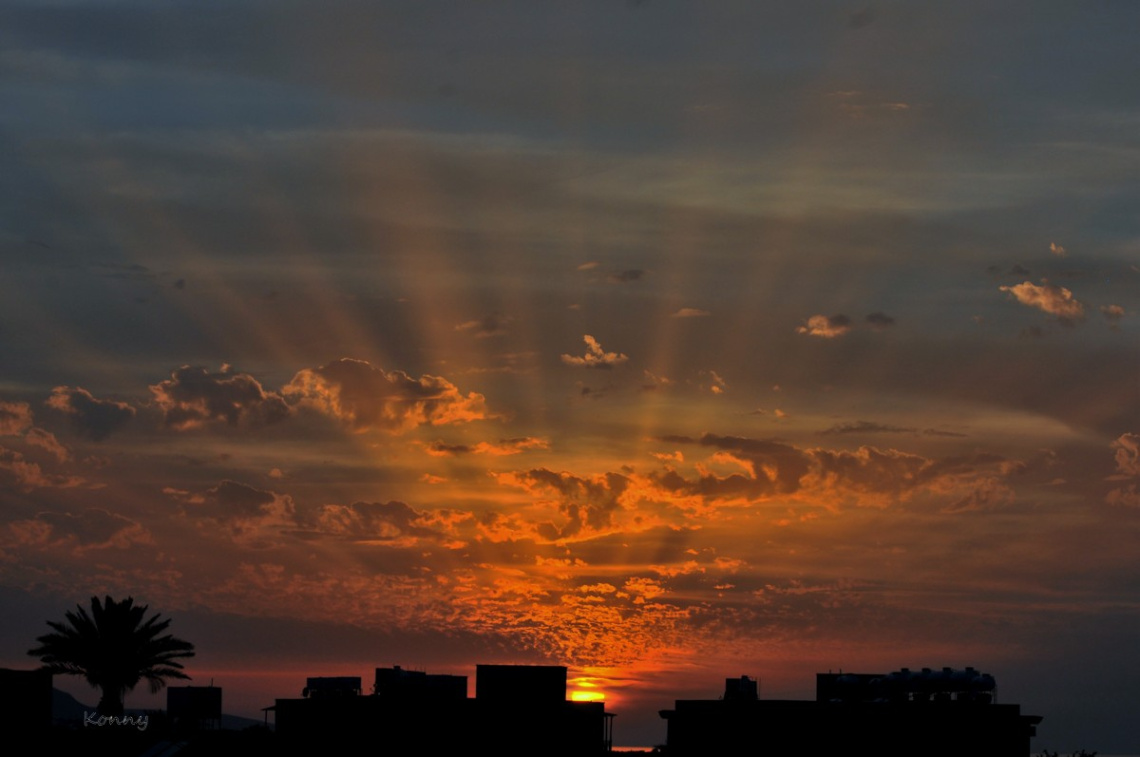 sunset in my village