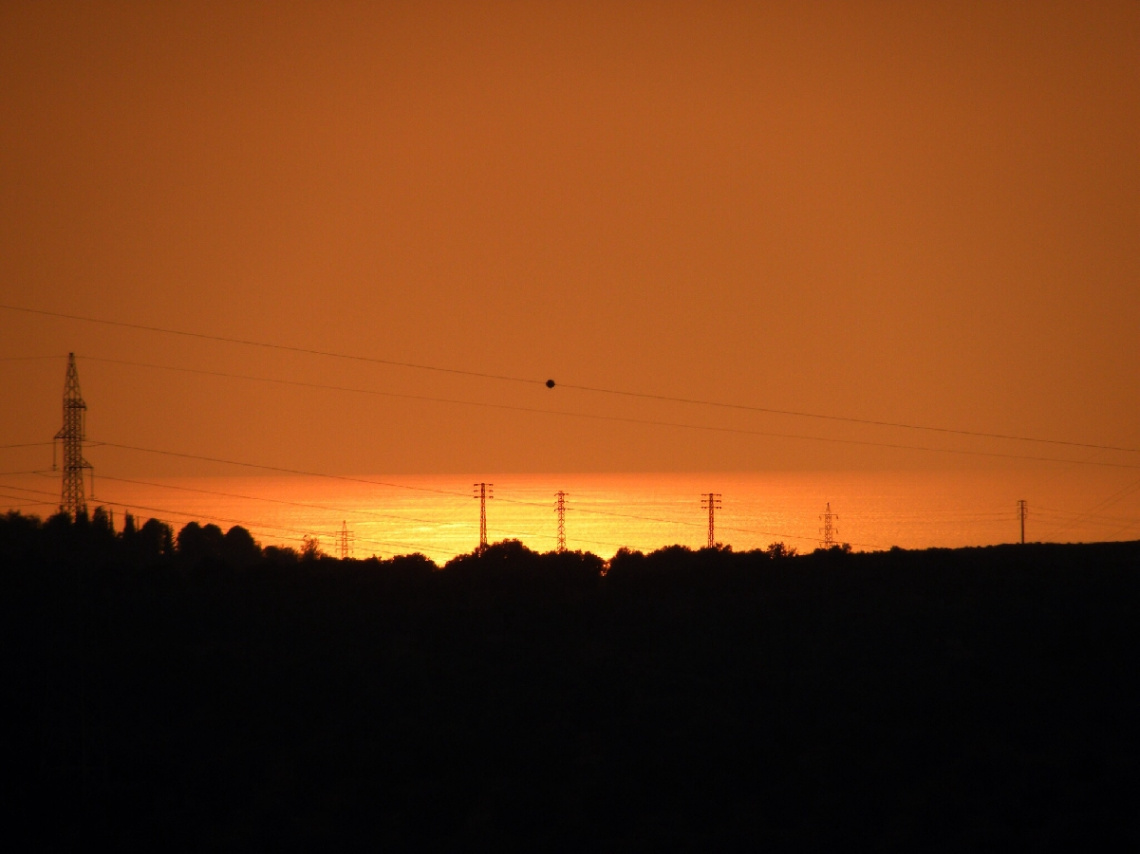 Orange sunset sea