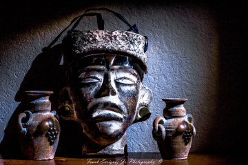 Face Of The 'Chac Mool' At Tulum Mexico 