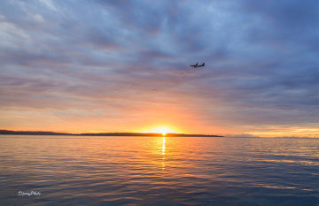 Sunrise and airplane