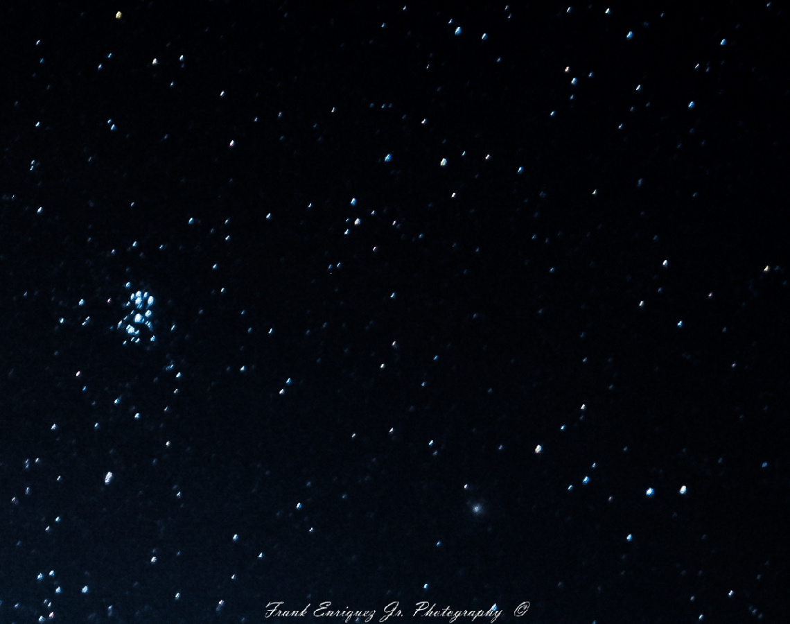 Comet 46P And The Pleiades  (Fuzzy green patch 46P