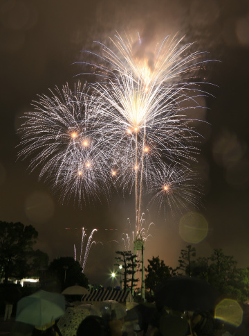 Fireworks in the rain