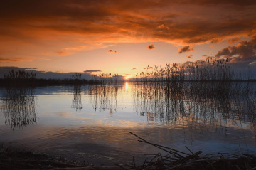 ... Red sun, sunrise in Nysa, Polonya