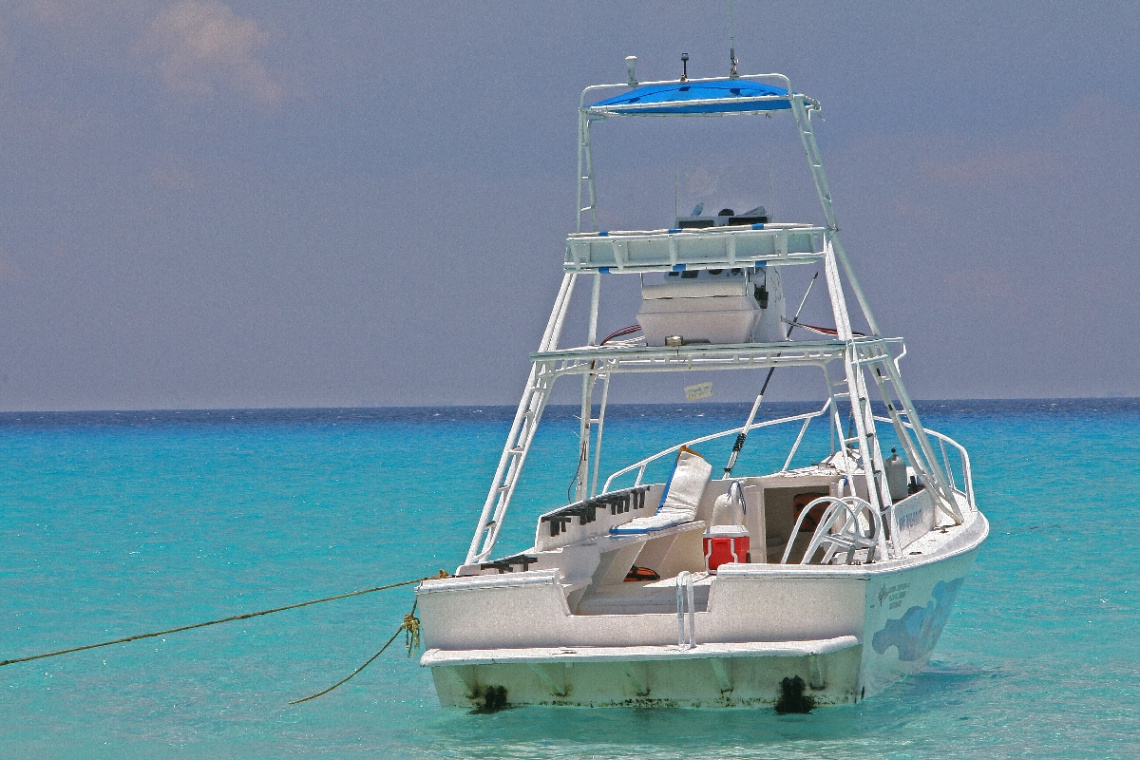 Boat On The Caribbean At Playa Del Carmen Mexico