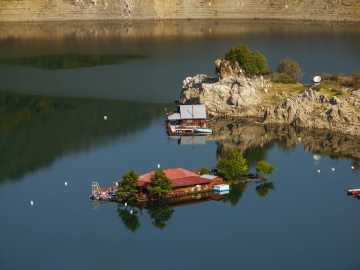 over the water
