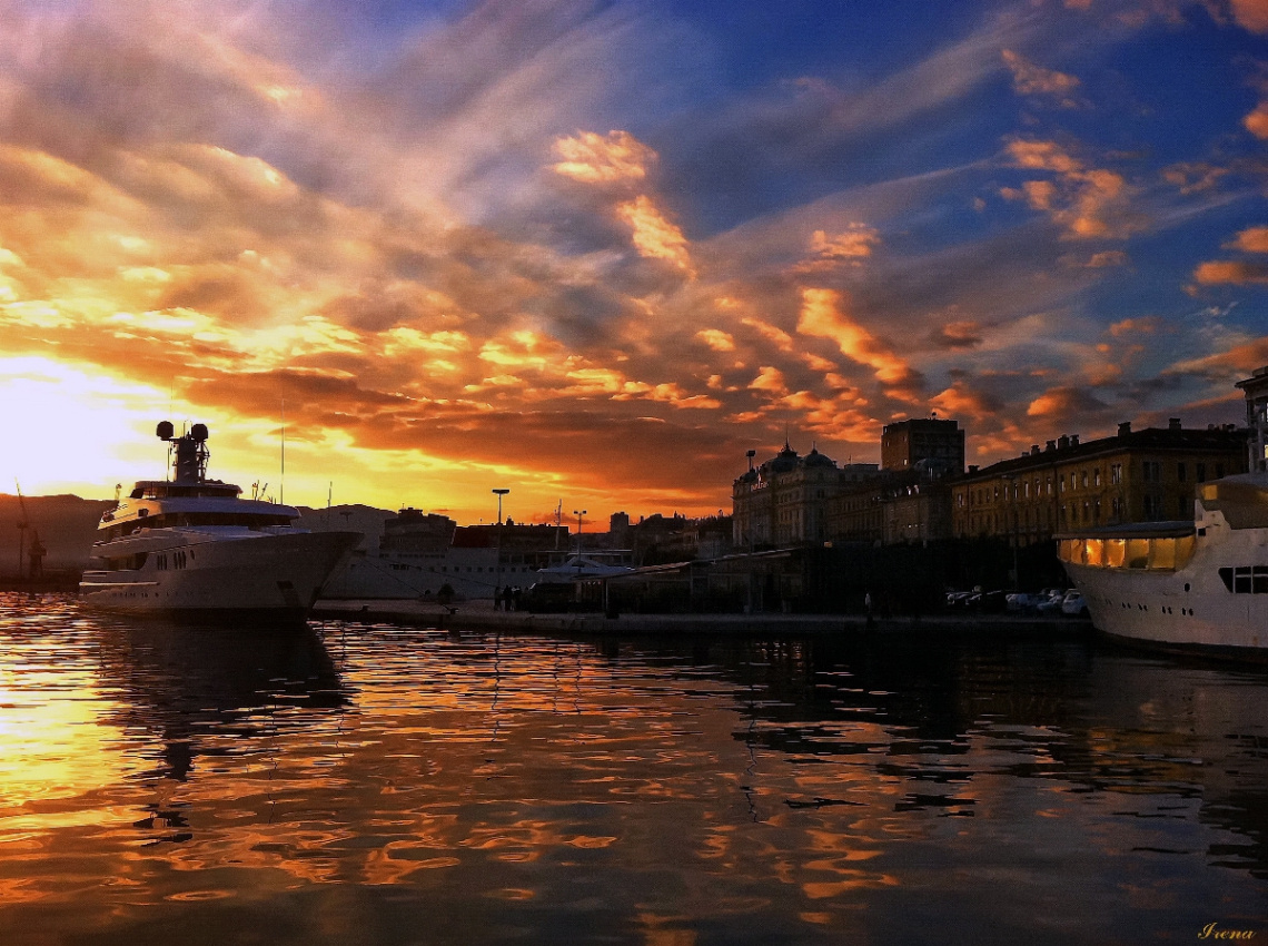 sunset in port