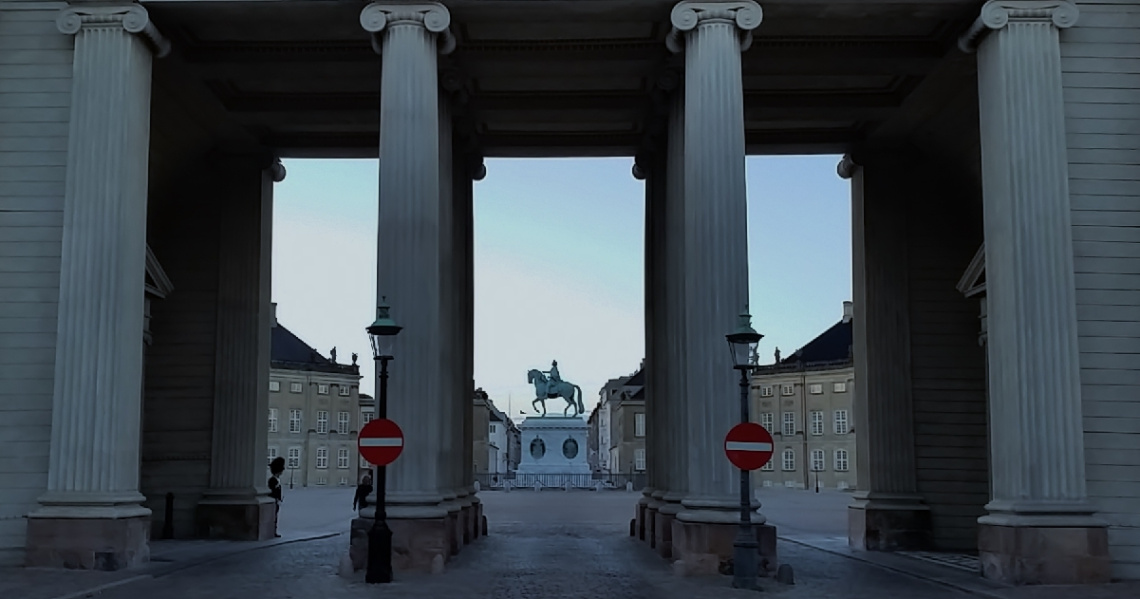 The South Entrance To The Danish Royal Square Of Amalienborg.