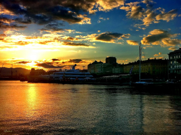 Sunset in  port