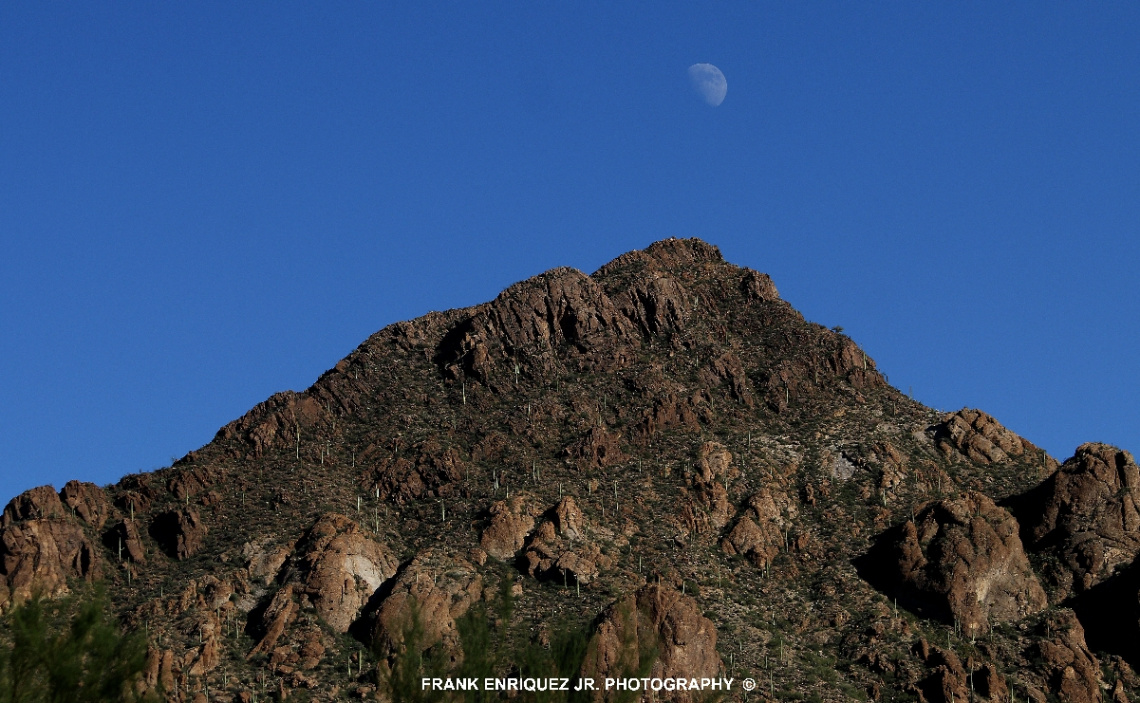 An Early Moon Rise Over Tucson Arizona