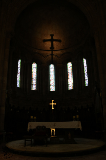 Cross in the dark chapel