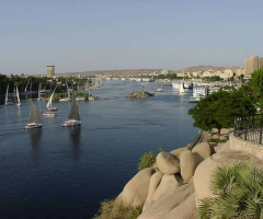 Egypt - Aswan - nile & sailboats1