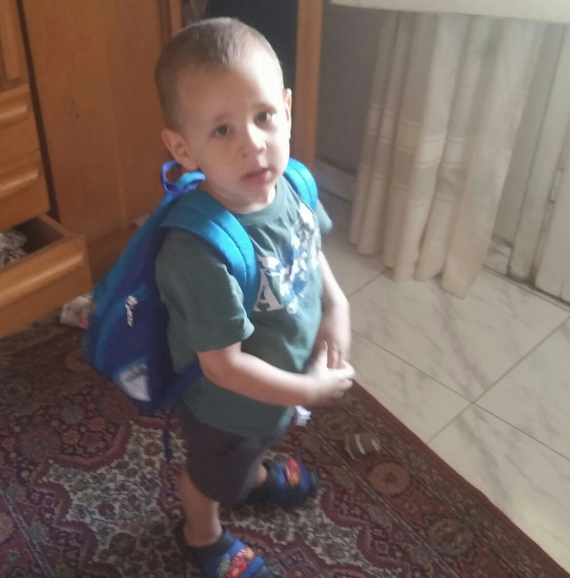 My grandson Adam ready to go to nursery 