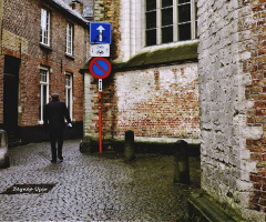 Brugge-Belçika Ortaçağ kenti sokak arası